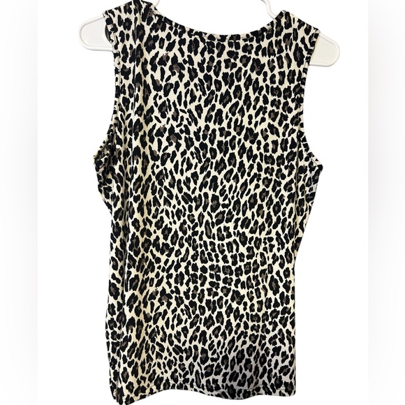 belle by Kim Gravel Women’s Brushed Knit Animal Print 🐆 V-neck Tank Top Medium - Picture 2 of 3